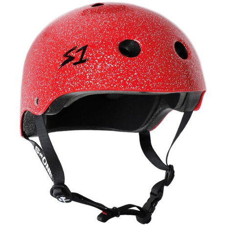S-One Lifer Red Glitter Skate and Bike Helmet Multi-Impact Protection