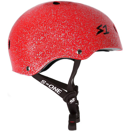 S-One Lifer Red Glitter Skate and Bike Helmet Multi-Impact Protection