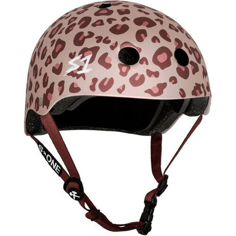 S-One Lifer Light Pink Cheetah Helmet: Ultimate Multi-Impact Skate, Bike & Roller Derby Protection
