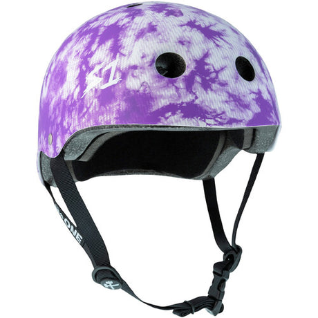 S-One Lifer Multi-Impact Certified Helmet - Purple Tie Dye Design for Skate, Bike, Roller Derby