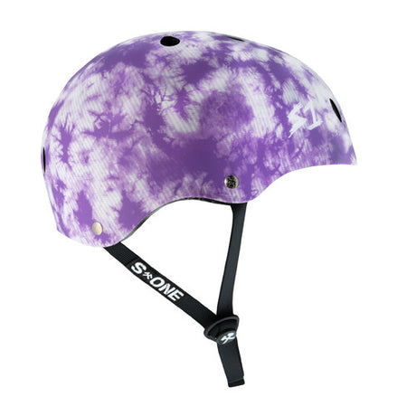 S-One Lifer Multi-Impact Certified Helmet - Purple Tie Dye Design for Skate, Bike, Roller Derby
