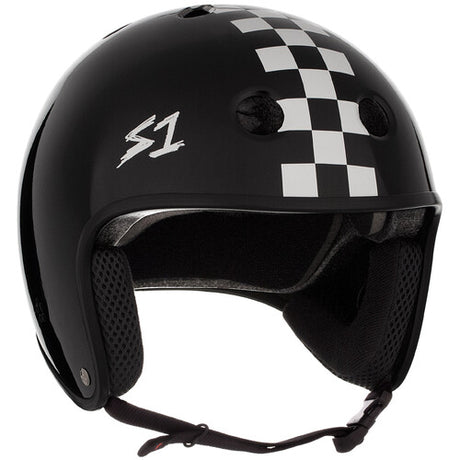 S-One Retro Lifer Multi-Impact Certified Skate & Bike Helmet - Matte Black/White Checkers