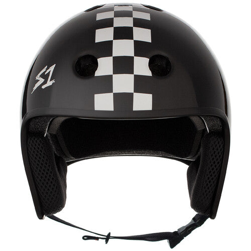 S-One Retro Lifer Multi-Impact Certified Skate & Bike Helmet - Matte Black/White Checkers