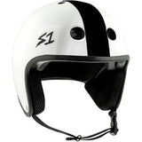 S-One Certified Retro Lifer Helmet: Multi-Impact, Gloss White, Black Stripe Design