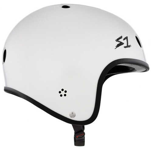 S-One Retro Lifer White Gloss Skate Helmet: Multi-Impact Certified, Deep Fit