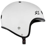 S-One Retro Lifer White Gloss Skate Helmet: Multi-Impact Certified, Deep Fit