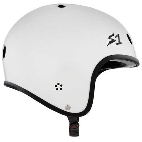 S-One Retro Lifer White Gloss Skate Helmet: Multi-Impact Certified, Deep Fit