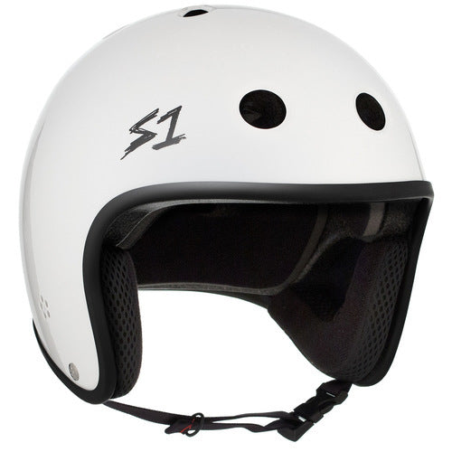S-One Retro Lifer White Gloss Skate Helmet: Multi-Impact Certified, Deep Fit