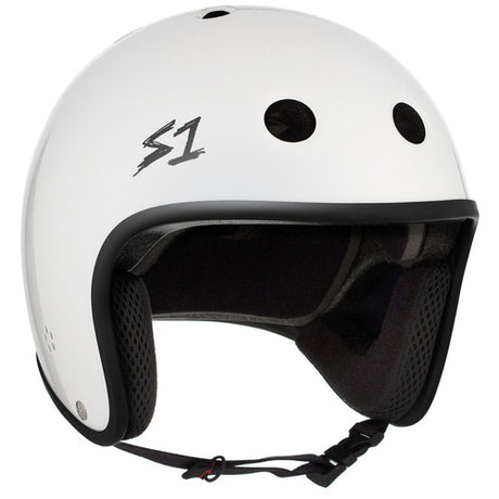 S-One Retro Lifer White Gloss Skate Helmet: Multi-Impact Certified, Deep Fit