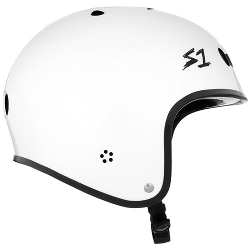 S-One Retro Lifer Certified Multi-Impact White Gloss Black Checkers Helmet