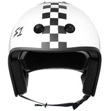 S-One Retro Lifer Certified Multi-Impact White Gloss Black Checkers Helmet