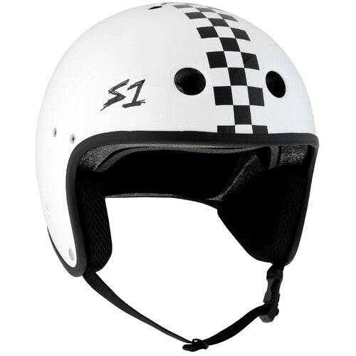 S-One Retro Lifer E-Bike Helmet, NTA 8776 Certified, White Gloss Checkers