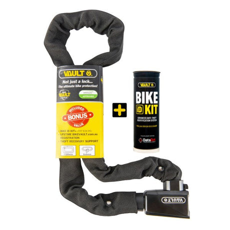 PVI ET555XL Heavy-Duty Bicycle Chain Lock with Integrated Bike ID Kit