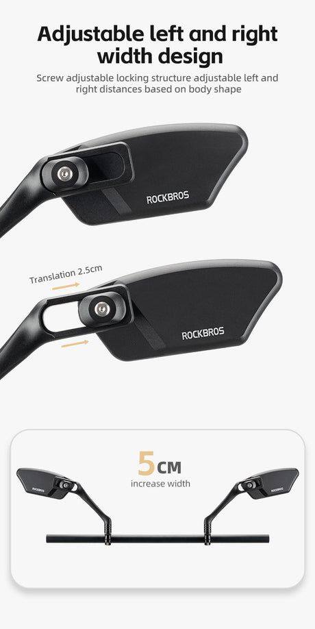 ROCKBROS 360° Rotatable Bicycle Handlebar Mirror for Enhanced Cycling Safety