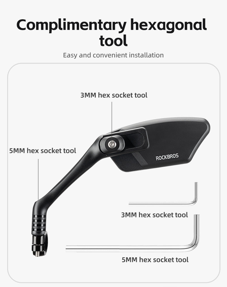 ROCKBROS 360° Rotatable Bicycle Handlebar Mirror for Enhanced Cycling Safety