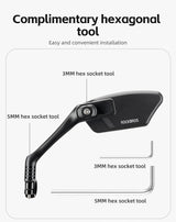 ROCKBROS 360° Rotatable Bicycle Handlebar Mirror for Enhanced Cycling Safety